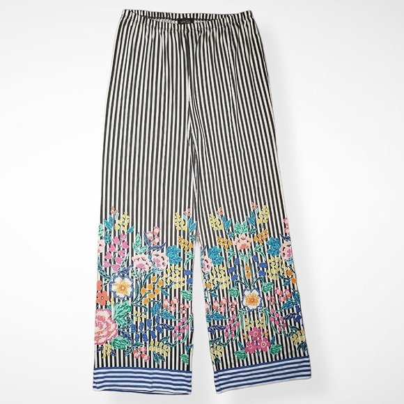 Melissa Paige Pants - 🍭 Pin Stripe Floral Travel Palazzo Pants Size XL